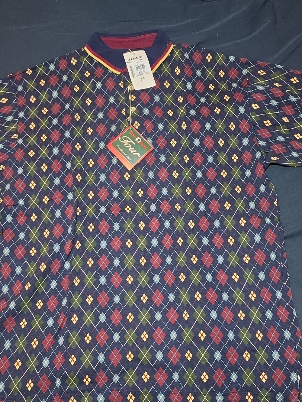 NWT-Classic Argyle Polo Shirt in Navy, Red & Green - Collection
